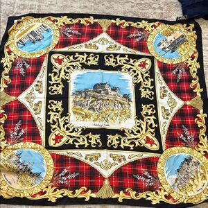 Edinburgh Castle, Red and Gold Castle Print Scarf art of the scarf,tie rack